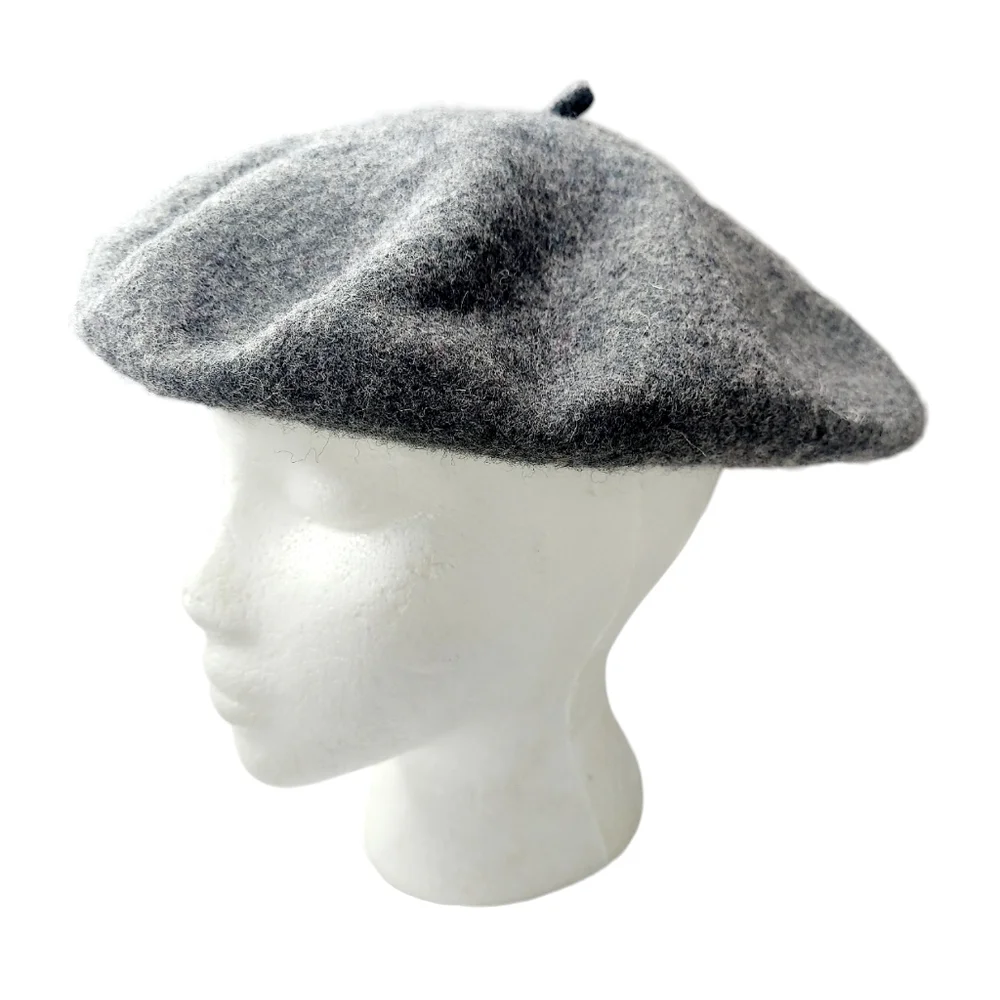 Wool Beret Gray Beanie Cap Hat Preppy Hipster NEW with Tags